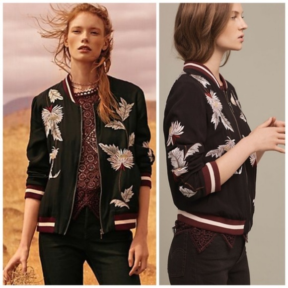 Anthropologie Embroidered Solstice Bomber S EUC - Picture 5 of 6